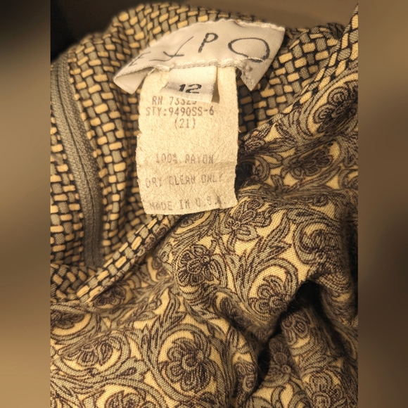 Vtg 90s Expo Floral Filigree Print Rayon Jumpsuit Romper High Waist size 12 - Picture 7 of 7